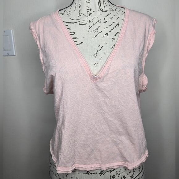 We the Free by Free People Light Pink VNeck Tank Tee TShirt Size Small - Picture 1 of 8